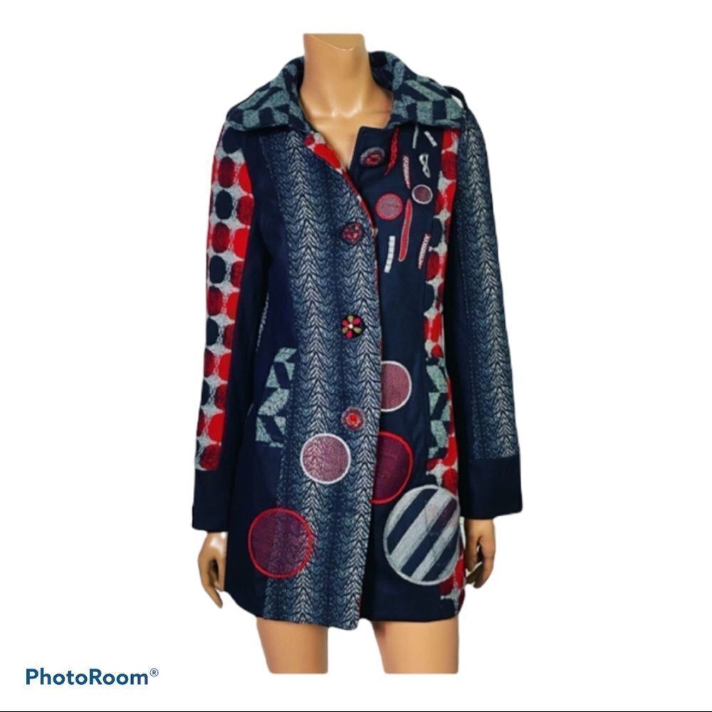 NEW Kessley Multi-Color Blue Patchwork Jacket S